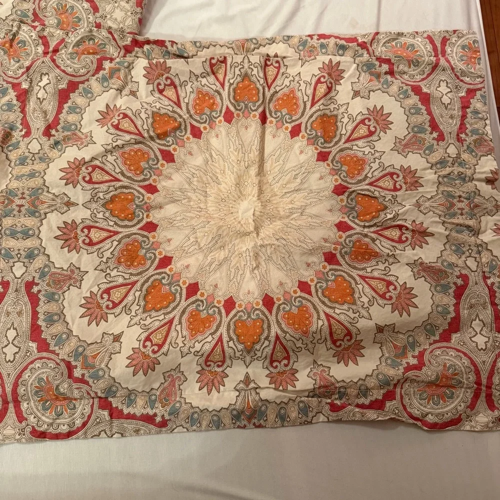 Pottery Barn Valencia King Duvet Cover Set Sham Pillowcase Orange Red